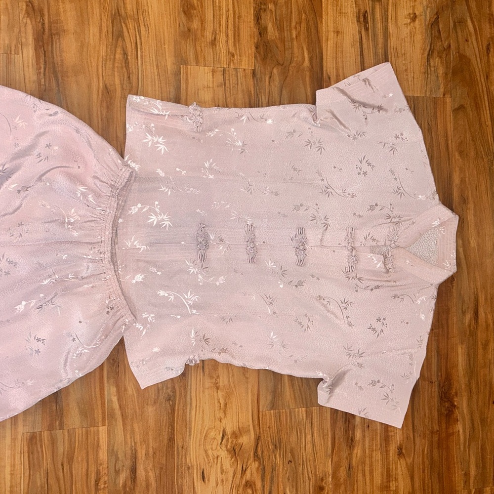 Light Pink Floral Asian Style Two Piece Set